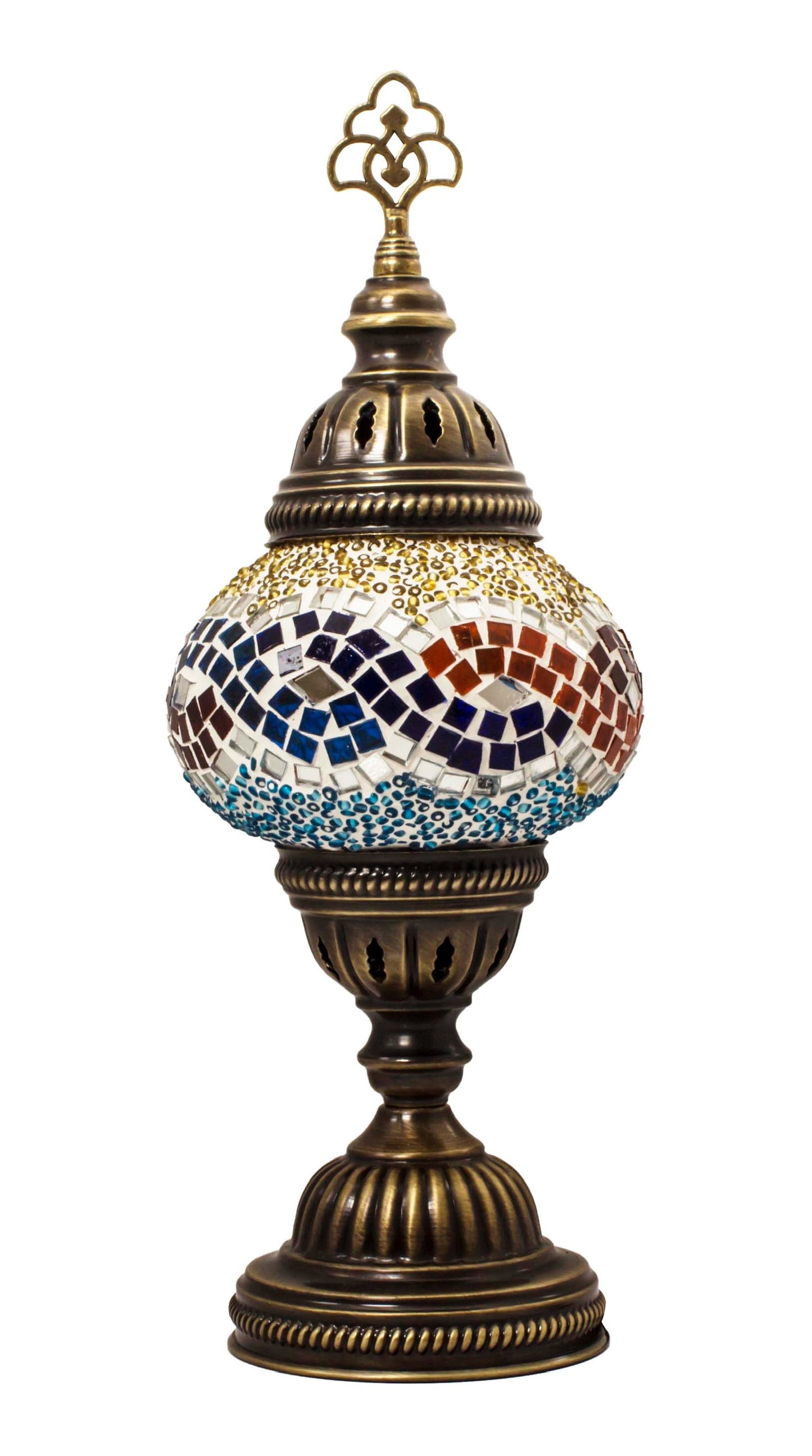 Turkish Mosaic Standard Bedside Table Desk Lamp Unique Glass Lamp Bronze Base with Led Bulb