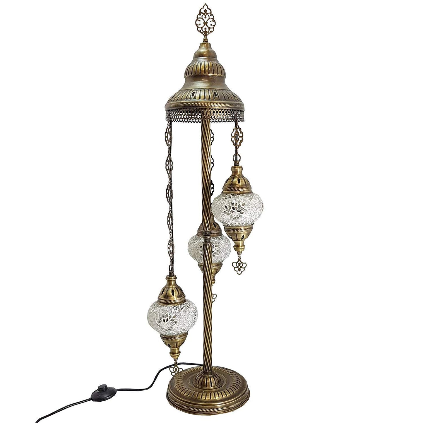 Turkish Moroccan Floor Lamp Mosaic Stunning 3 White Globes With Led Bulbs