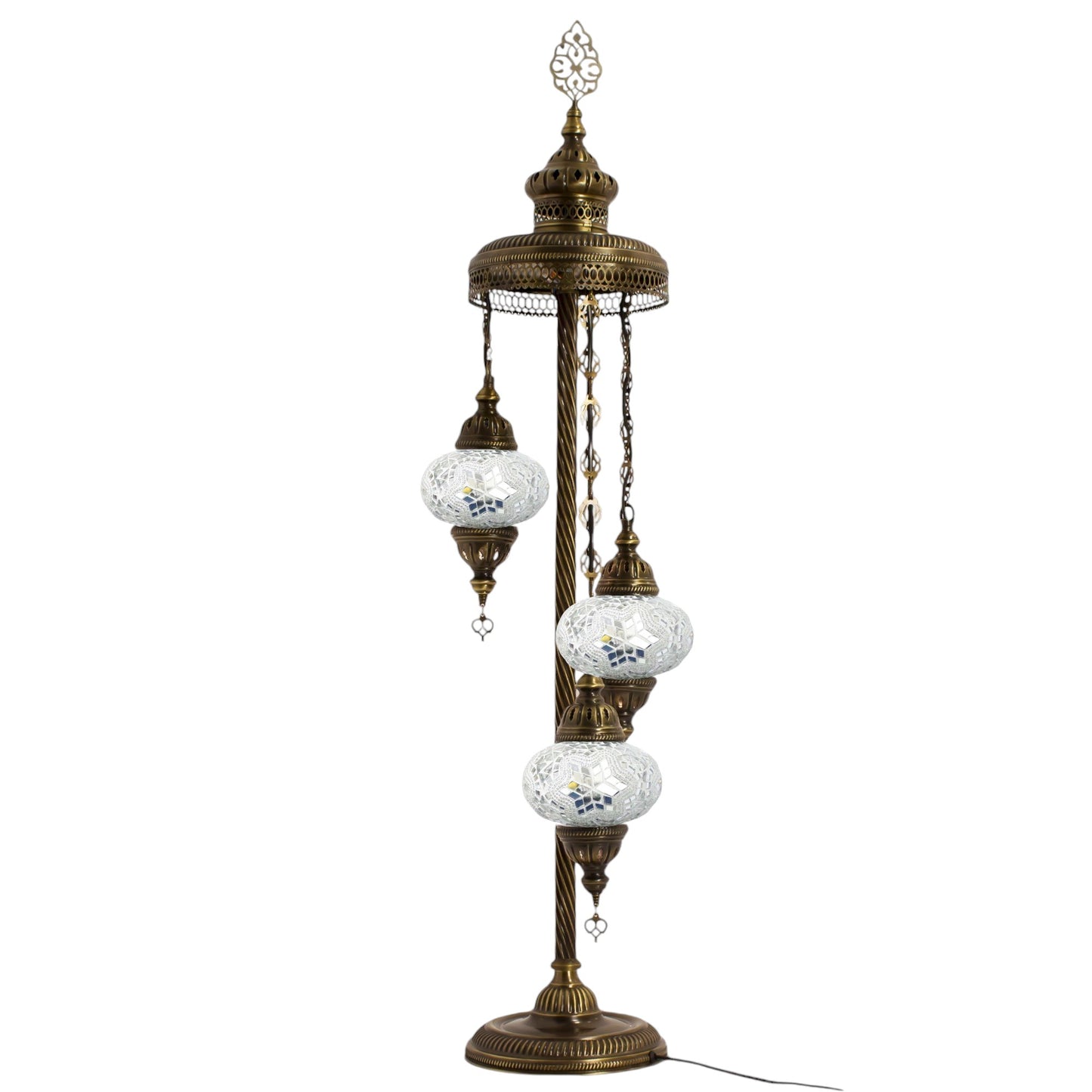 Turkish Moroccan Floor Lamp Mosaic Stunning 3 White Globes With Led Bulbs