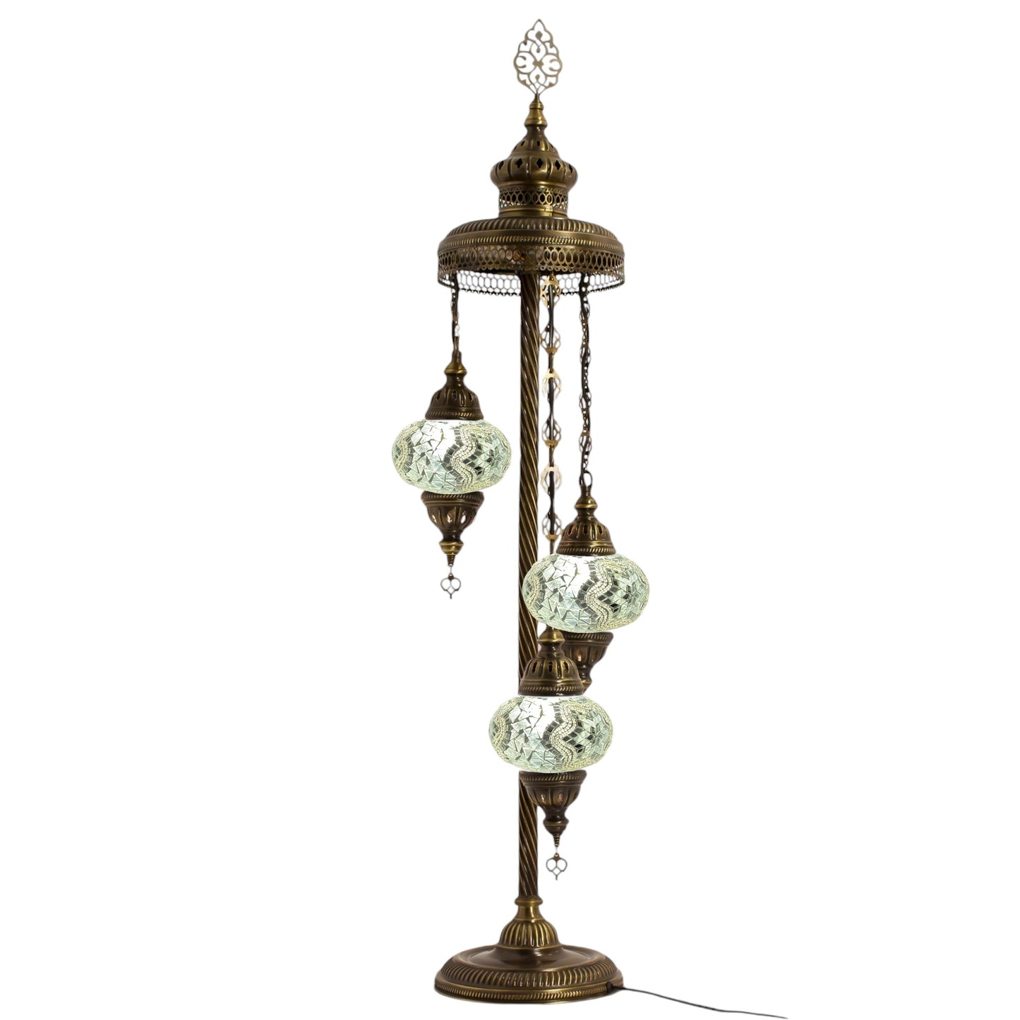Turkish Moroccan Floor Lamp Mosaic Stunning 3 White Globes With Led Bulbs