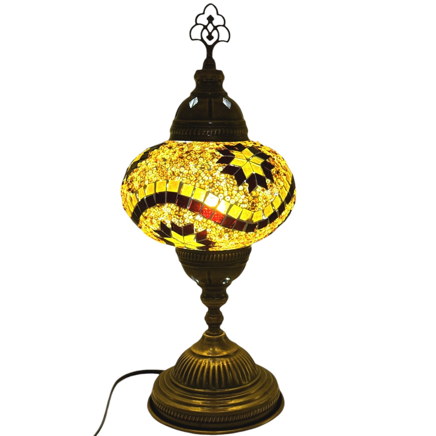 Turkish Mosaic Standard Bedside Table Desk Lamp Unique Glass Lamp Bronze Base with Led Bulb