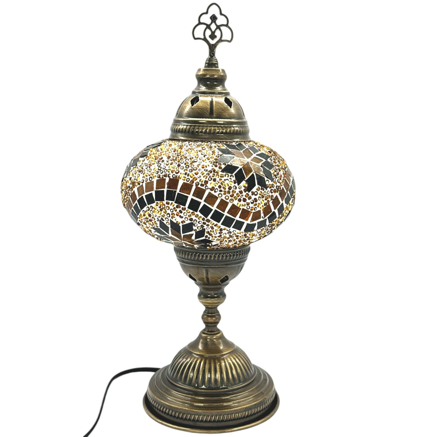Turkish Mosaic Standard Bedside Table Desk Lamp Unique Glass Lamp Bronze Base with Led Bulb