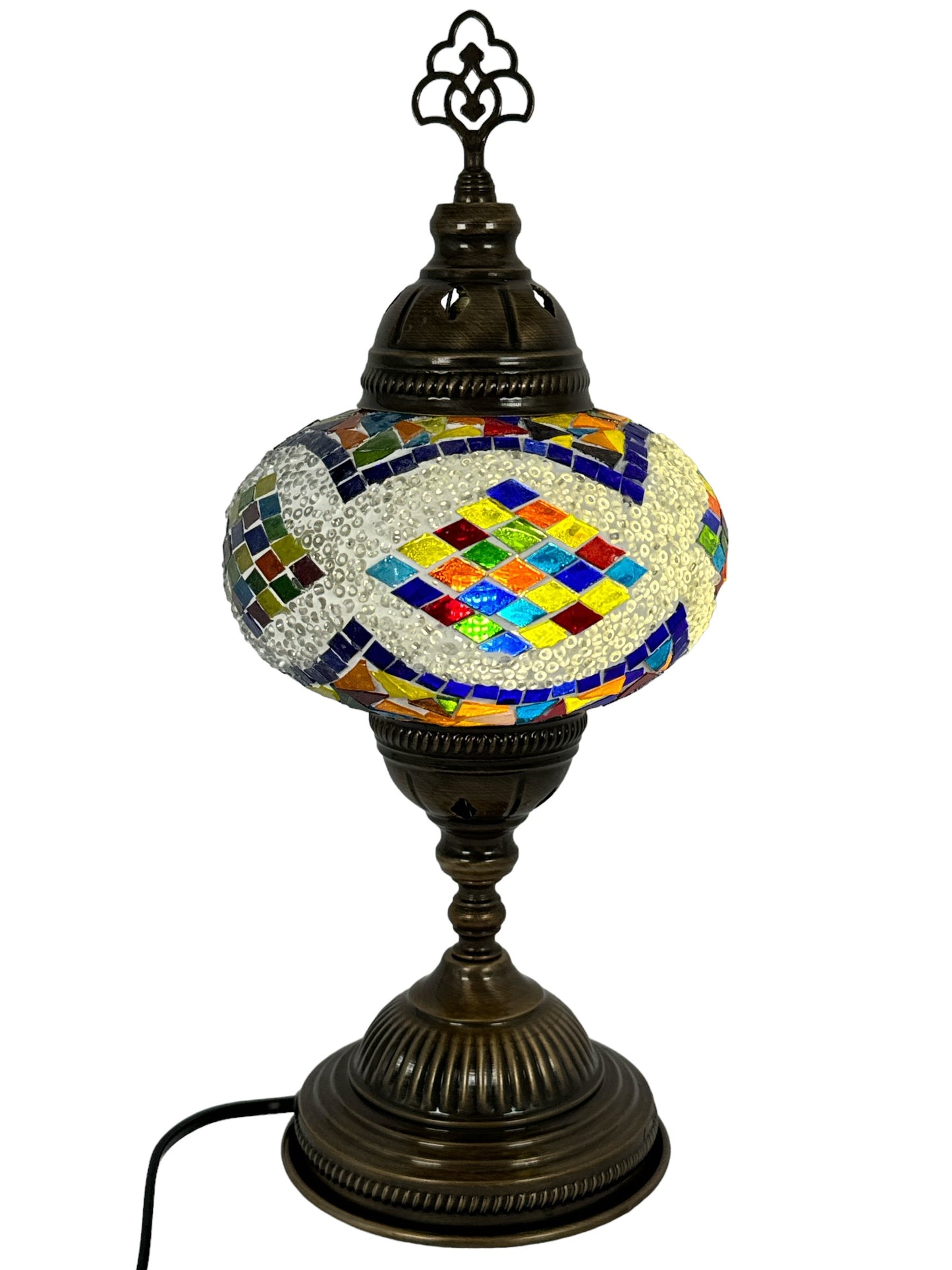 Turkish Mosaic Standard Bedside Table Desk Lamp Unique Glass Lamp Bronze Base with Led Bulb