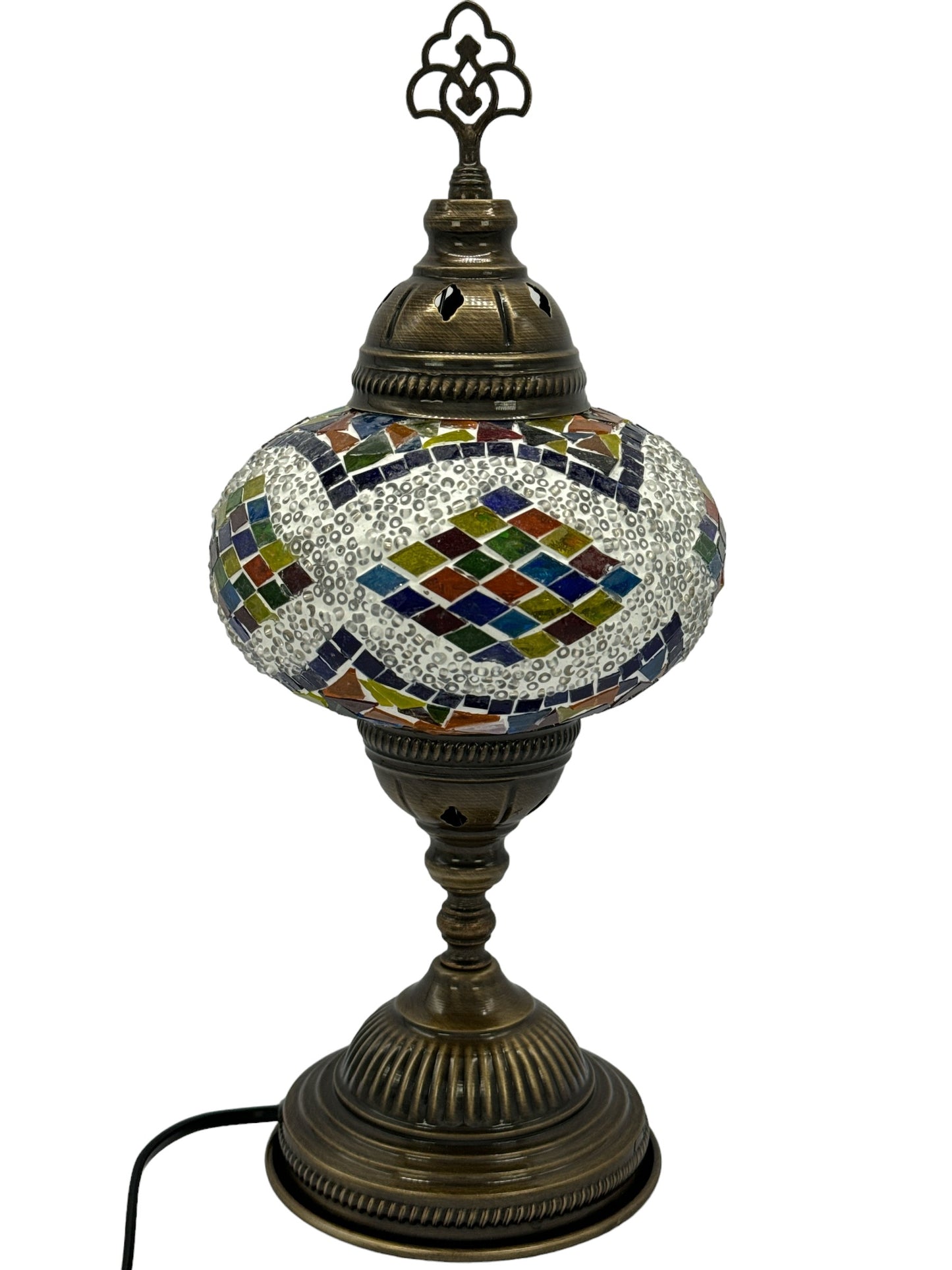 Turkish Mosaic Standard Bedside Table Desk Lamp Unique Glass Lamp Bronze Base with Led Bulb