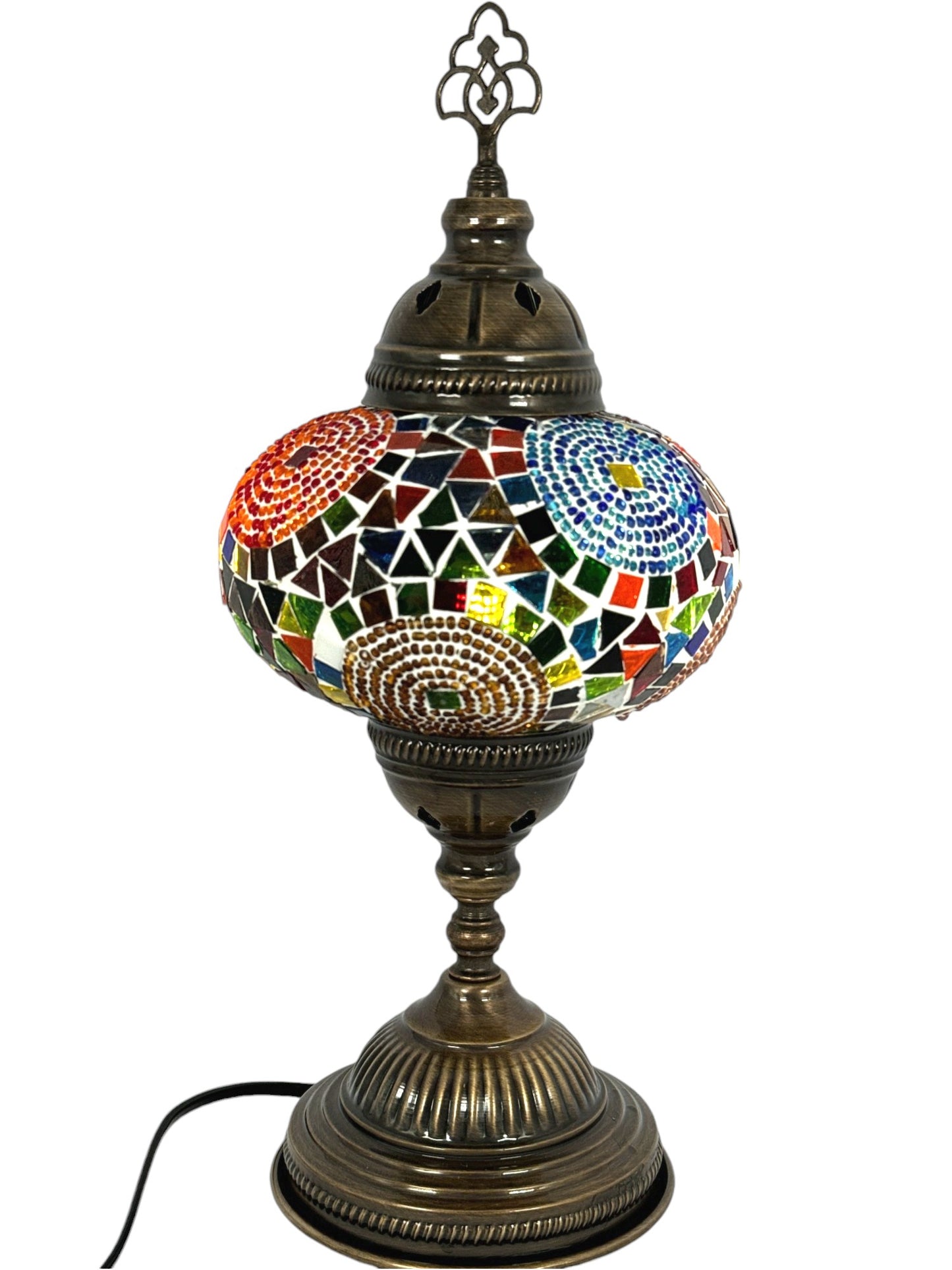 Turkish Mosaic Standard Bedside Table Desk Lamp Unique Glass Lamp Bronze Base with Led Bulb