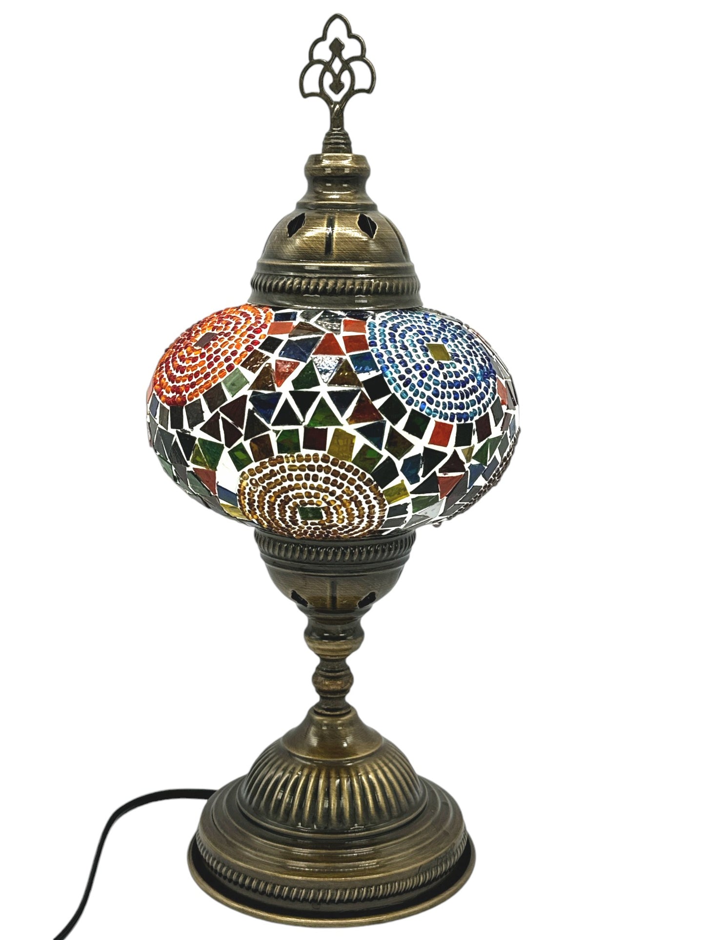 Turkish Mosaic Standard Bedside Table Desk Lamp Unique Glass Lamp Bronze Base with Led Bulb