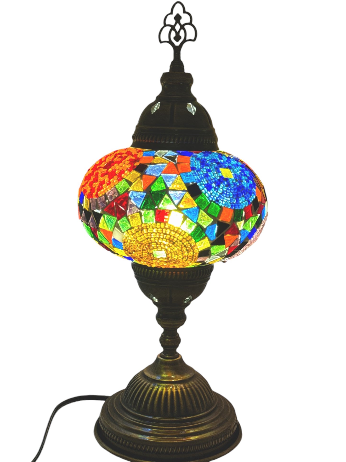 Turkish Mosaic Standard Bedside Table Desk Lamp Unique Glass Lamp Bronze Base with Led Bulb