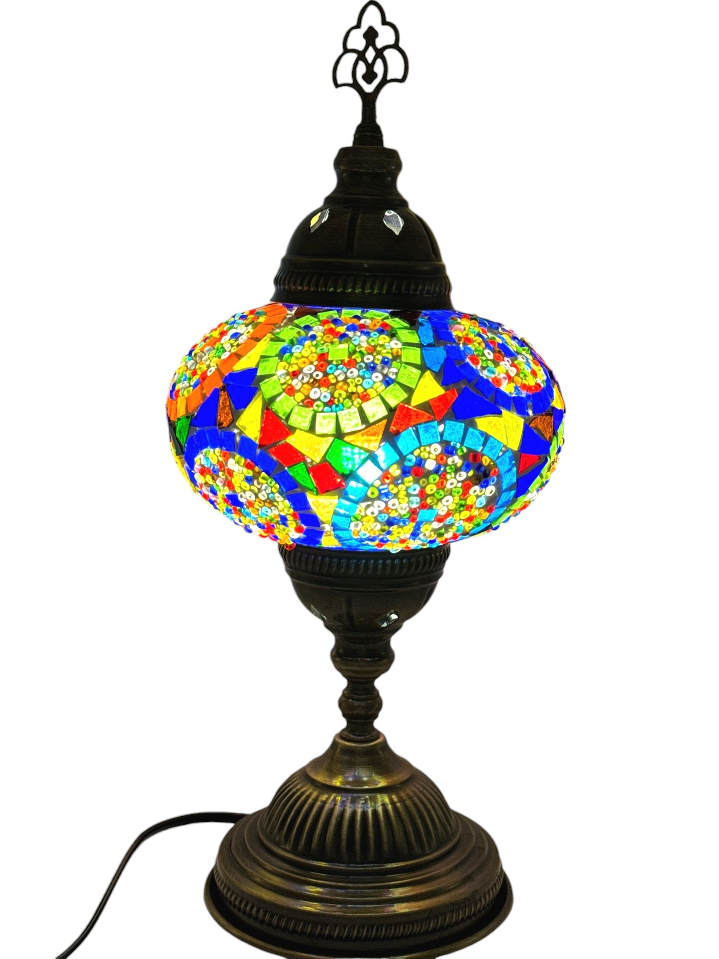 Turkish Mosaic Standard Bedside Table Desk Lamp Unique Glass Lamp Bronze Base with Led Bulb