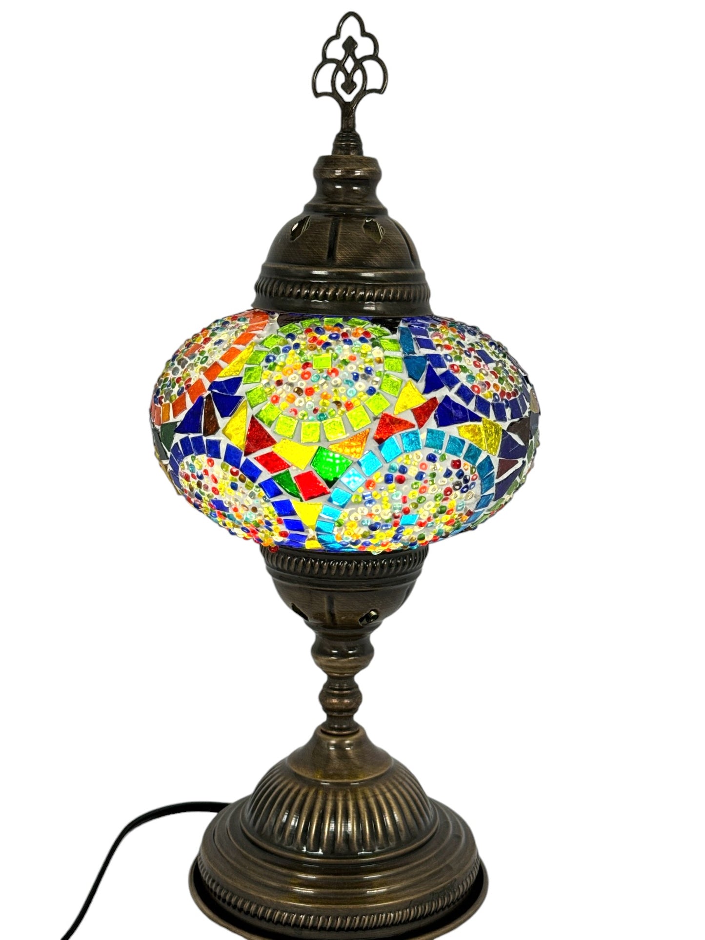 Turkish Mosaic Standard Bedside Table Desk Lamp Unique Glass Lamp Bronze Base with Led Bulb