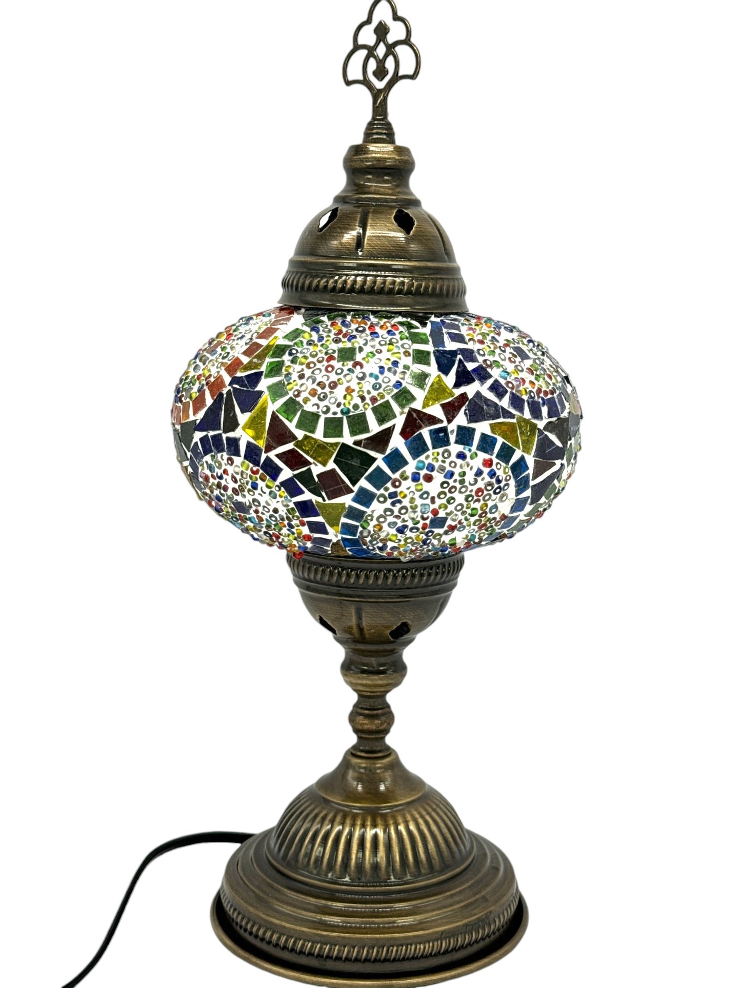 Turkish Mosaic Standard Bedside Table Desk Lamp Unique Glass Lamp Bronze Base with Led Bulb