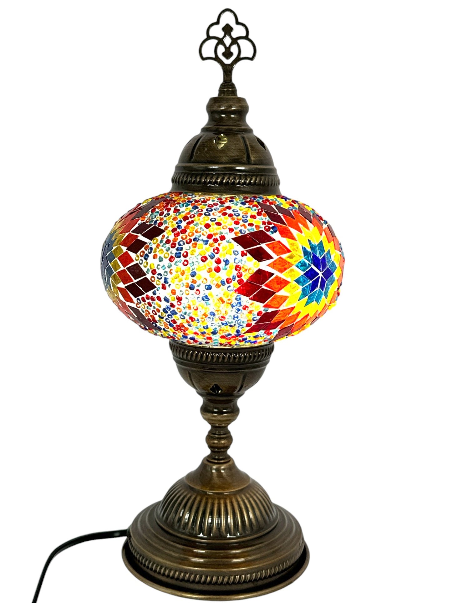 Turkish Mosaic Standard Bedside Table Desk Lamp Unique Glass Lamp Bronze Base with Led Bulb