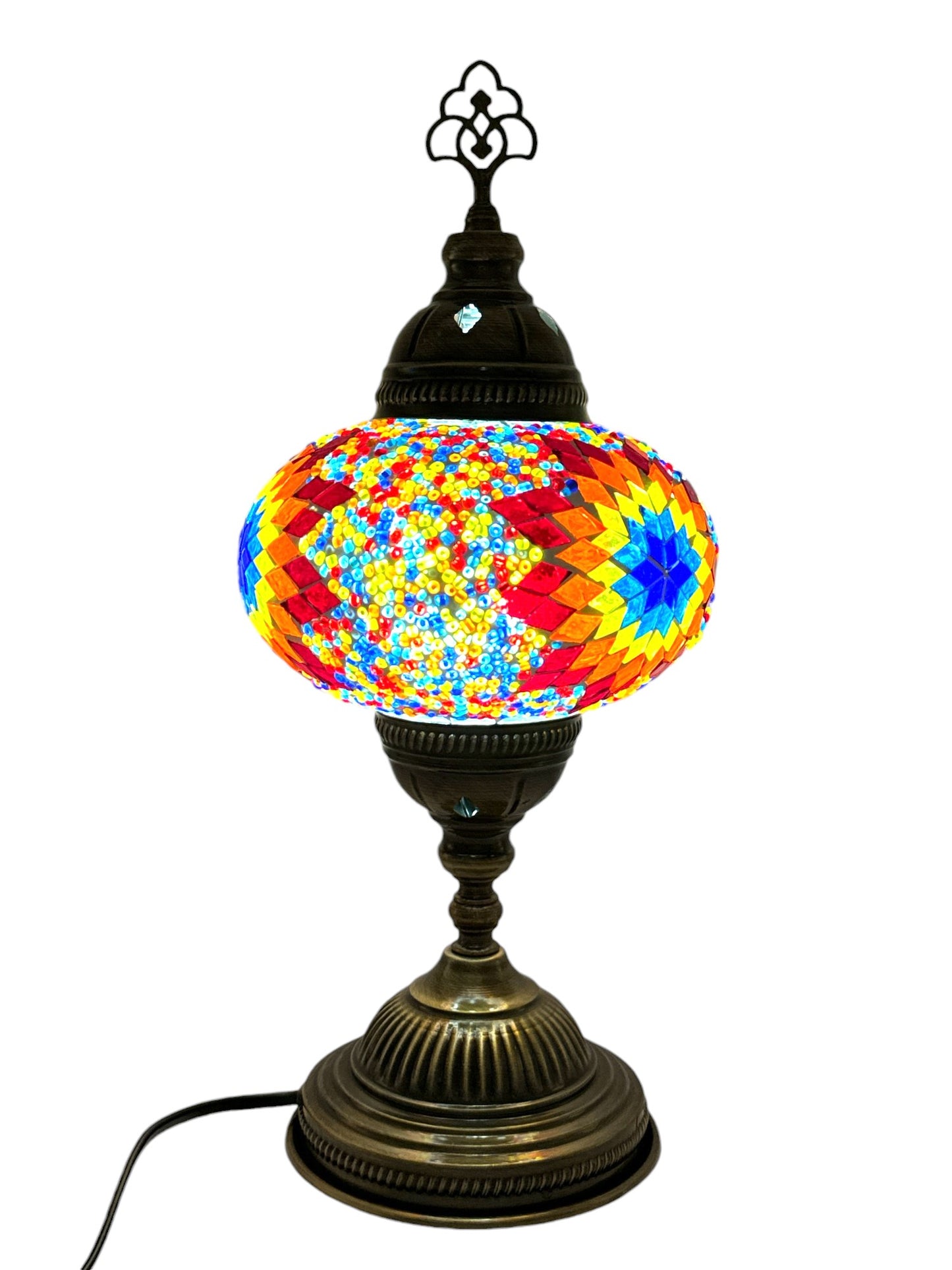 Turkish Mosaic Standard Bedside Table Desk Lamp Unique Glass Lamp Bronze Base with Led Bulb