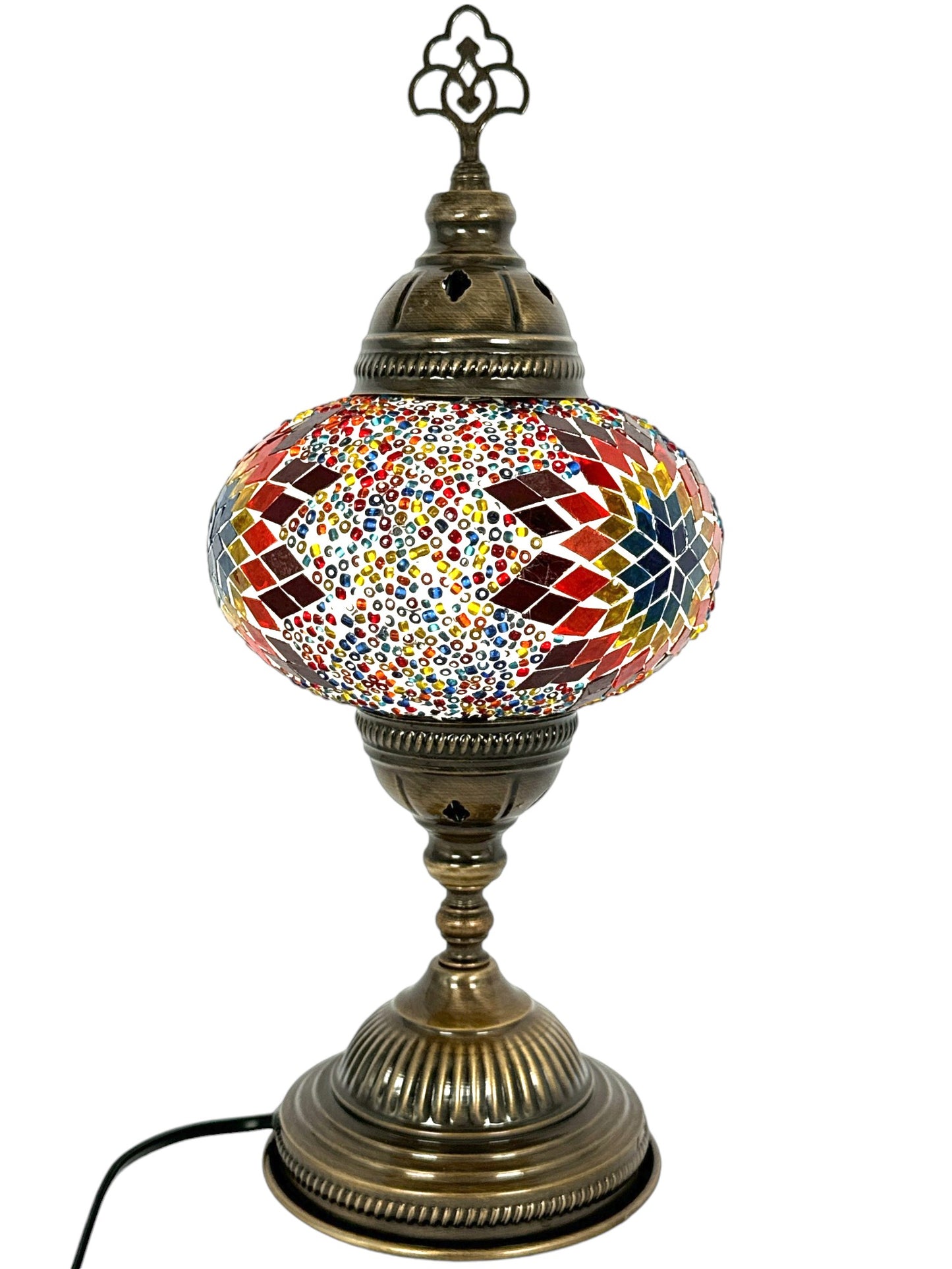 Turkish Mosaic Standard Bedside Table Desk Lamp Unique Glass Lamp Bronze Base with Led Bulb