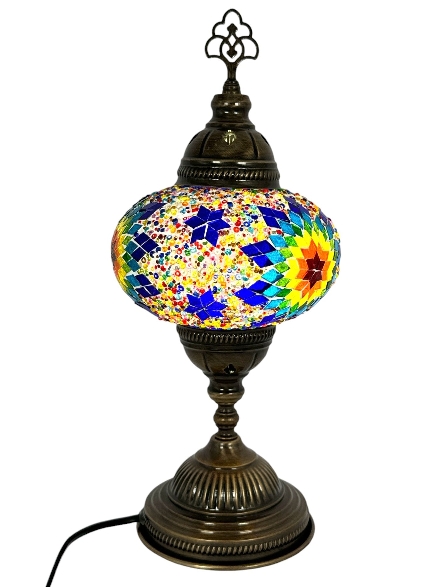 Turkish Mosaic Standard Bedside Table Desk Lamp Unique Glass Lamp Bronze Base with Led Bulb