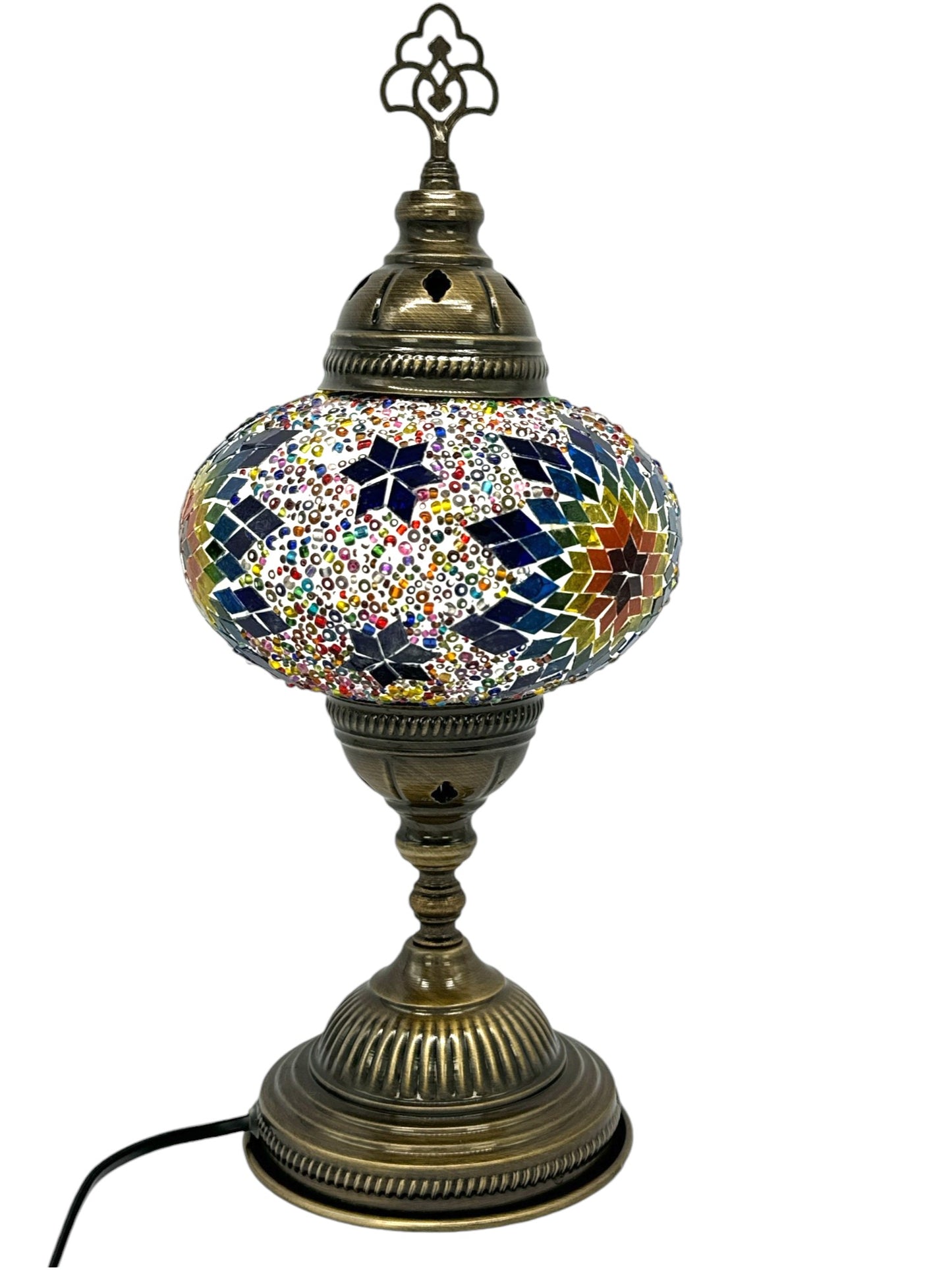 Turkish Mosaic Standard Bedside Table Desk Lamp Unique Glass Lamp Bronze Base with Led Bulb