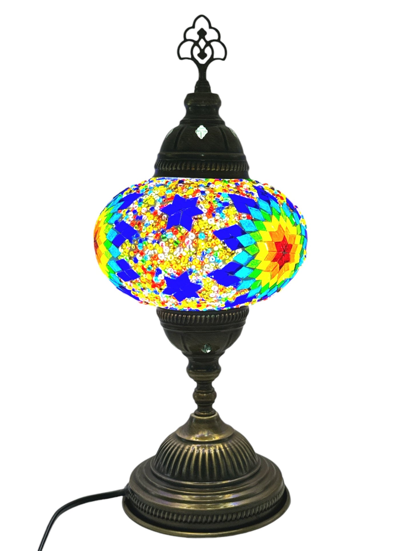 Turkish Mosaic Standard Bedside Table Desk Lamp Unique Glass Lamp Bronze Base with Led Bulb
