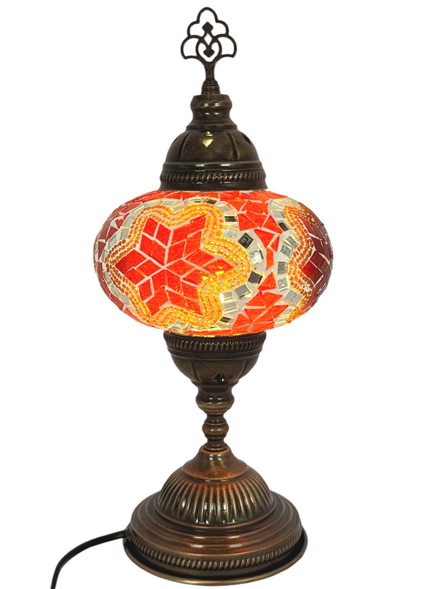 Turkish Mosaic Standard Bedside Table Desk Lamp Unique Glass Lamp Bronze Base with Led Bulb