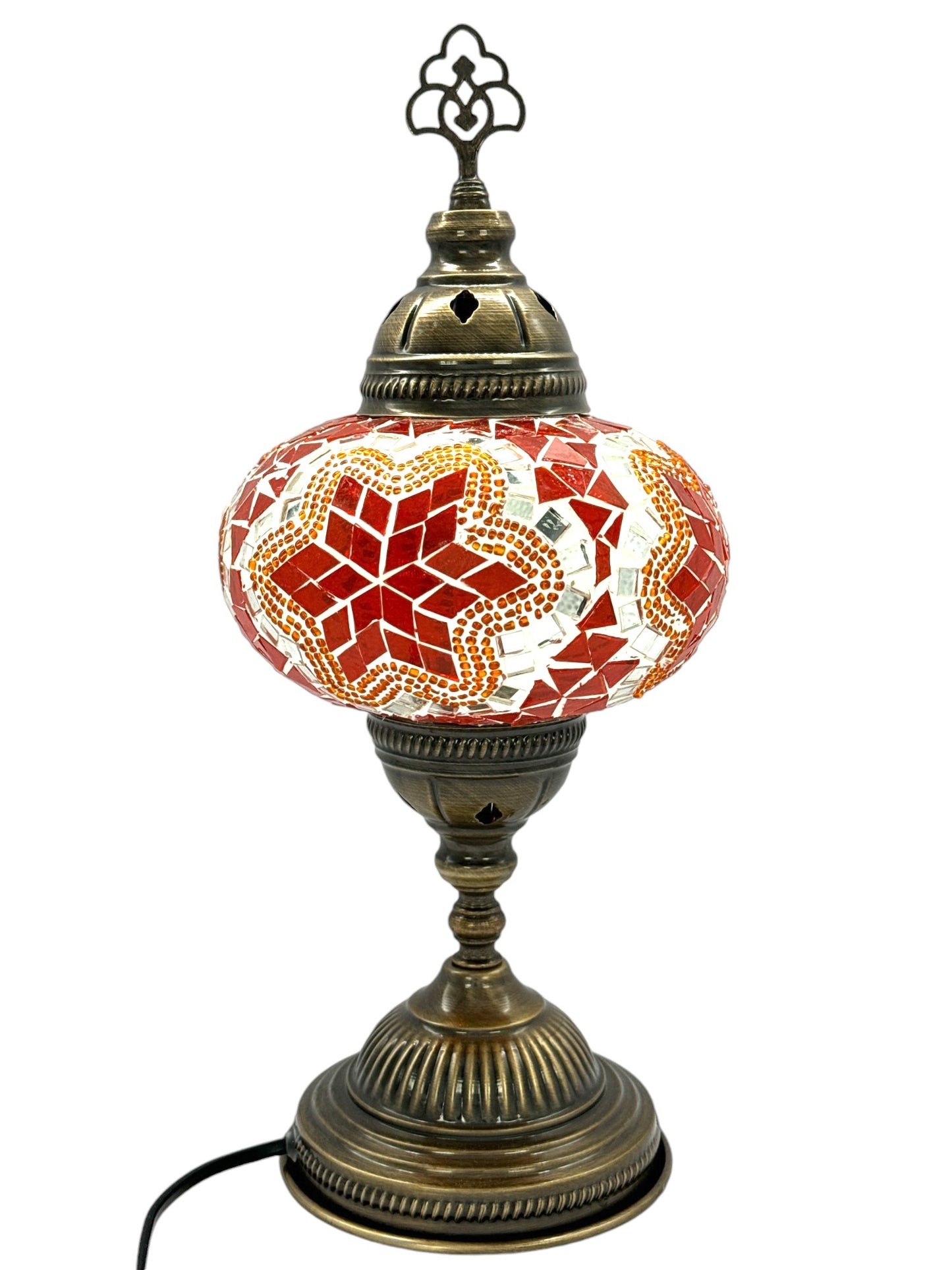 Turkish Mosaic Standard Bedside Table Desk Lamp Unique Glass Lamp Bronze Base with Led Bulb