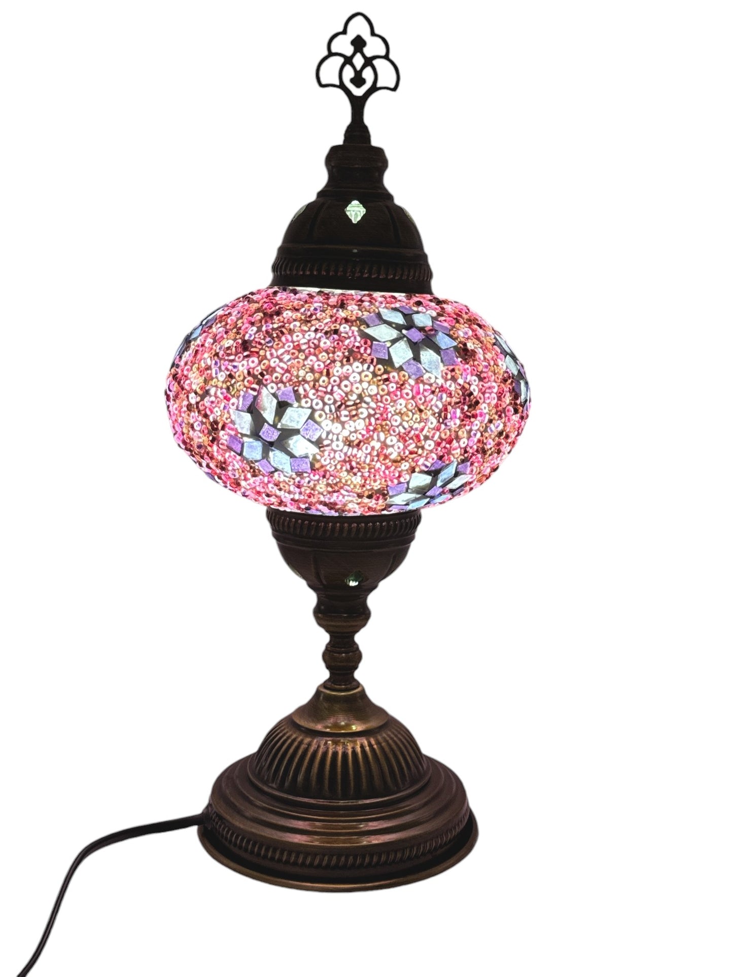 Turkish Mosaic Standard Bedside Table Desk Lamp Unique Glass Lamp Bronze Base with Led Bulb