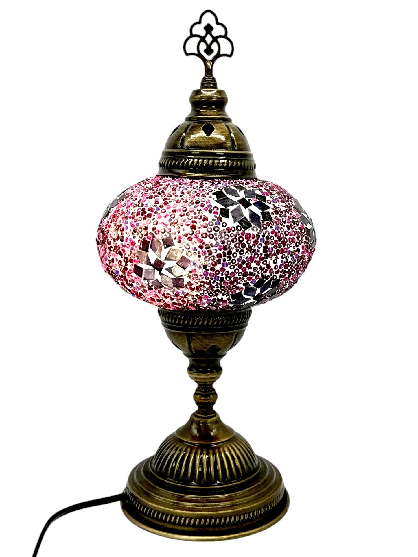 Turkish Mosaic Standard Bedside Table Desk Lamp Unique Glass Lamp Bronze Base with Led Bulb