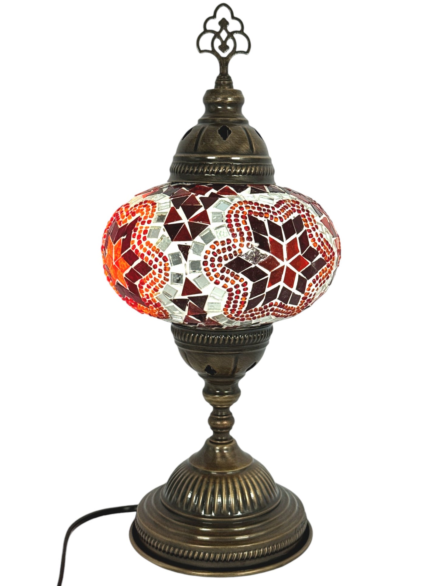 Turkish Mosaic Standard Bedside Table Desk Lamp Unique Glass Lamp Bronze Base with Led Bulb