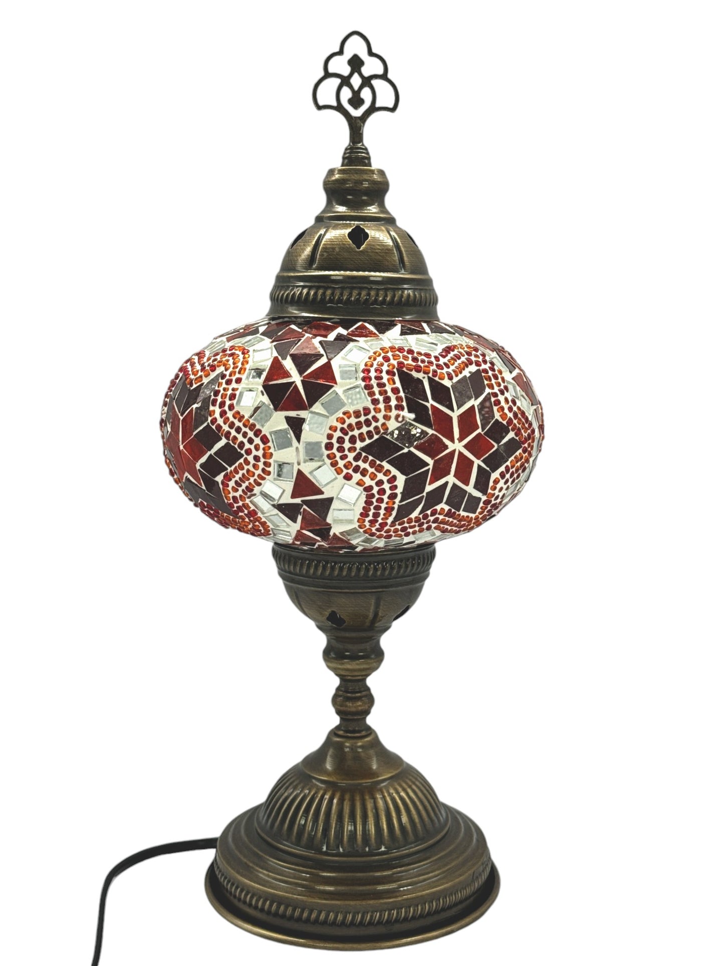 Turkish Mosaic Standard Bedside Table Desk Lamp Unique Glass Lamp Bronze Base with Led Bulb