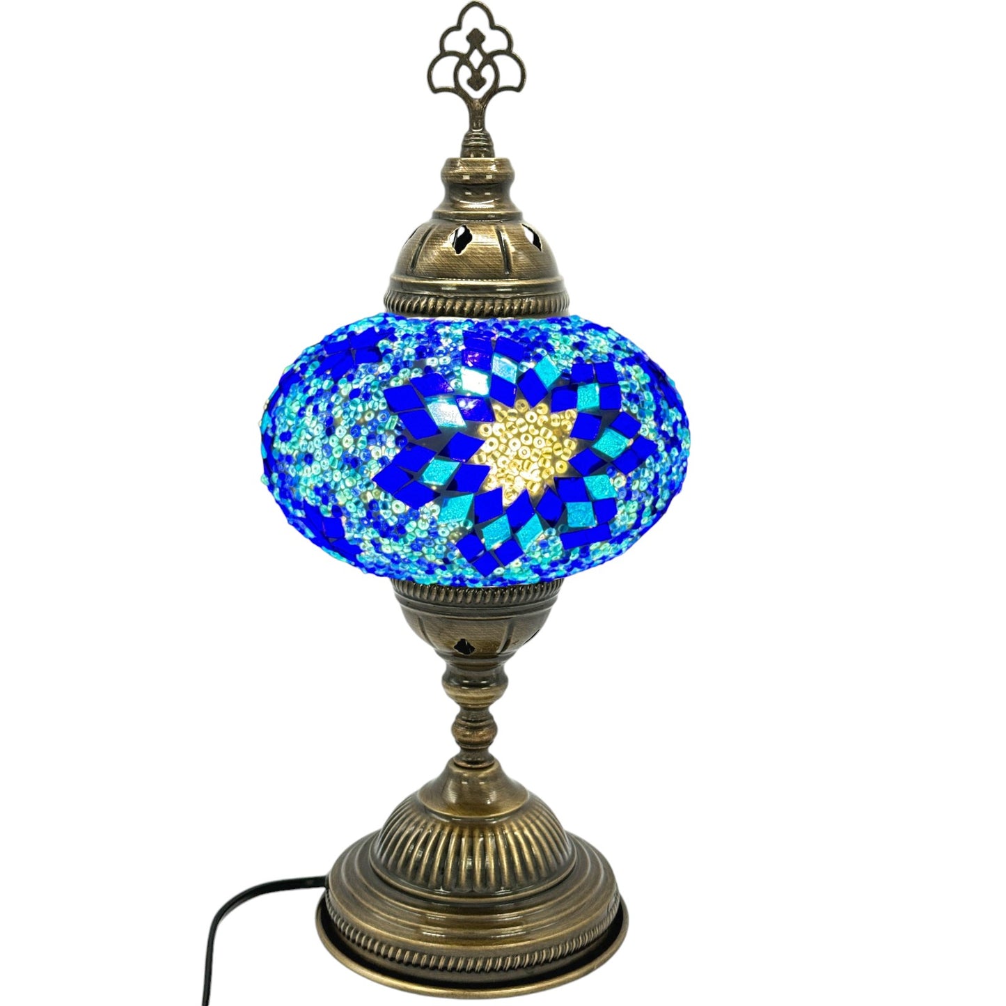 Turkish Mosaic Standard Bedside Table Desk Lamp Unique Glass Lamp Bronze Base with Led Bulb