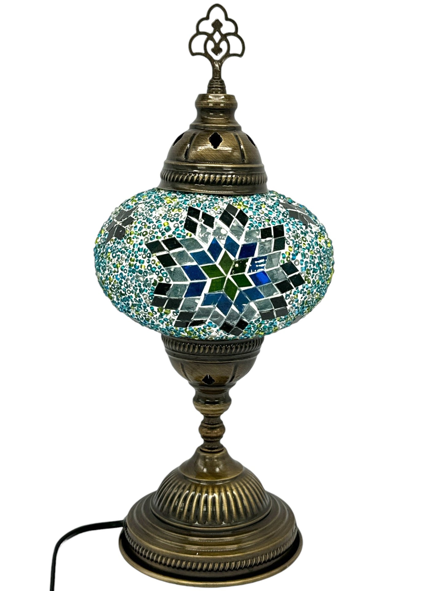 Turkish Mosaic Standard Bedside Table Desk Lamp Unique Glass Lamp Bronze Base with Led Bulb