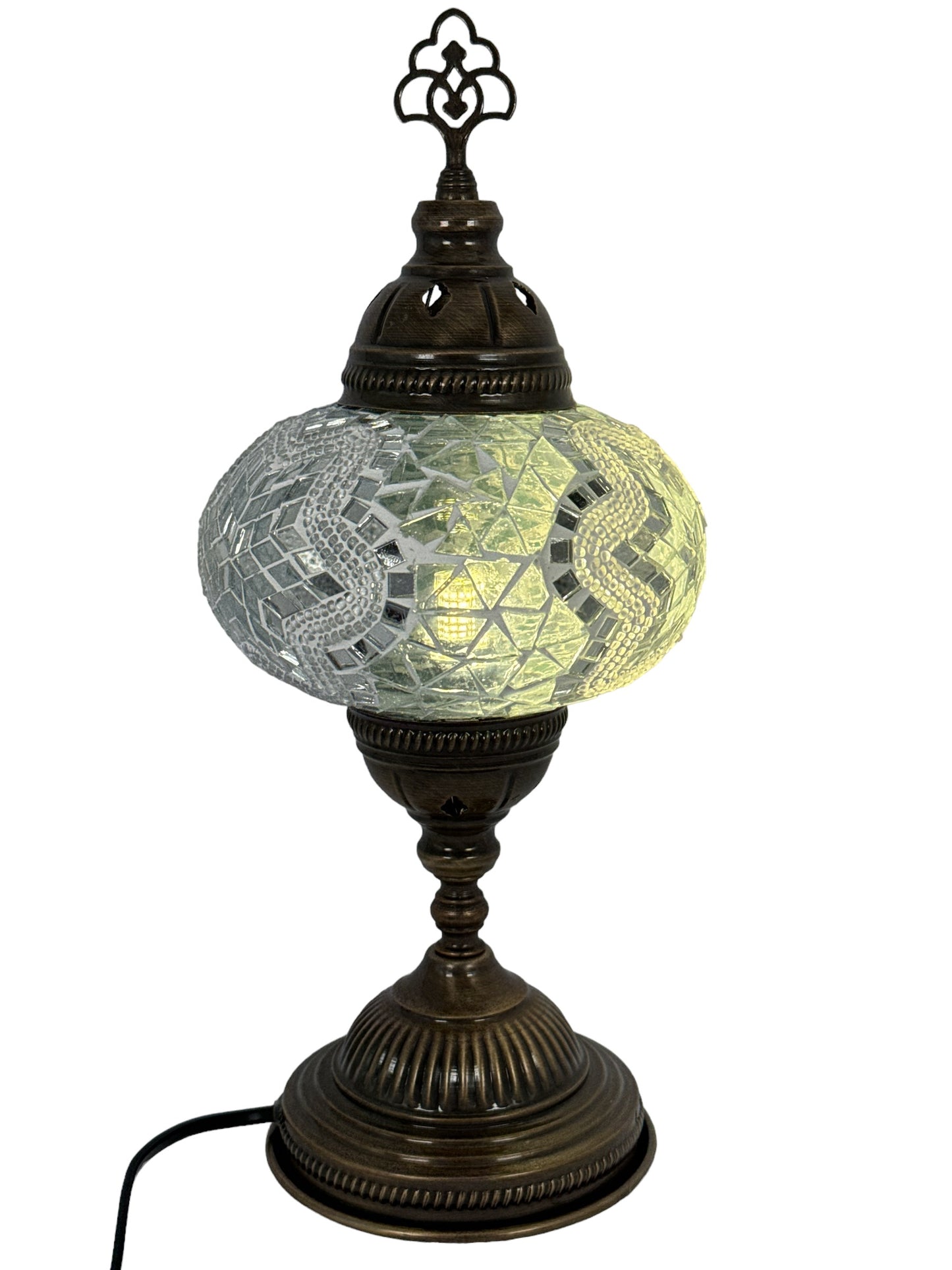 Turkish Mosaic Standard Bedside Table Desk Lamp Unique Glass Lamp Bronze Base with Led Bulb