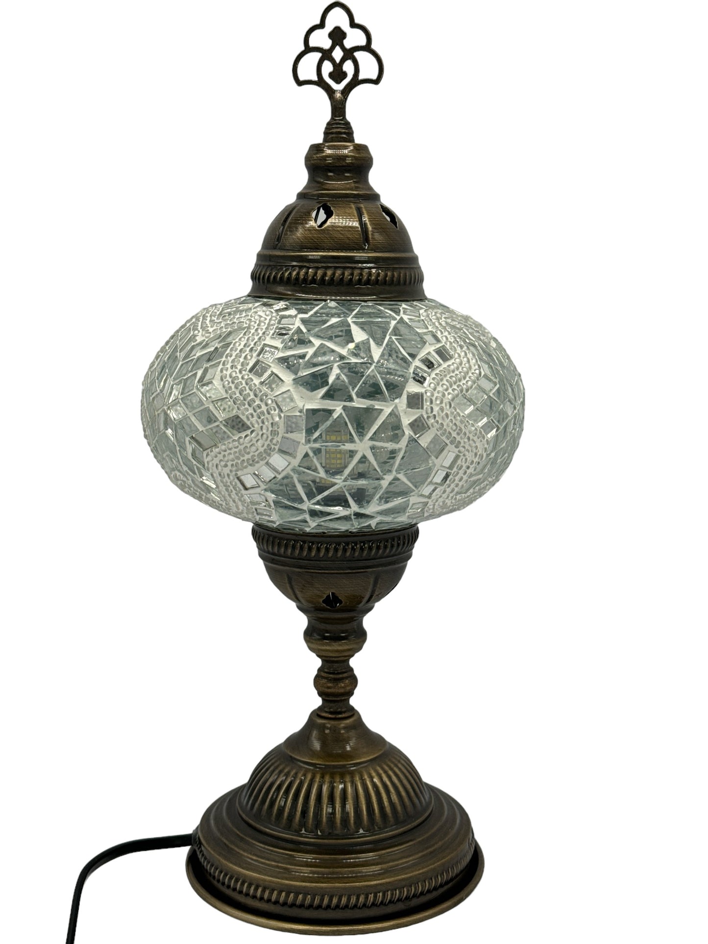 Turkish Mosaic Standard Bedside Table Desk Lamp Unique Glass Lamp Bronze Base with Led Bulb