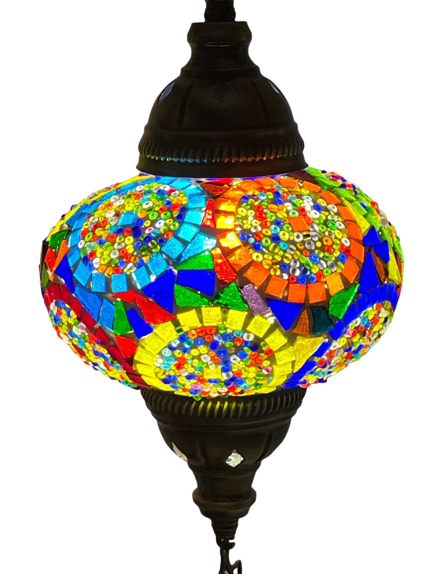 Turkish Bedside Table Desk Lamp Unique Mosaic Glass Mix Colour Bronze Base with Led Bulb