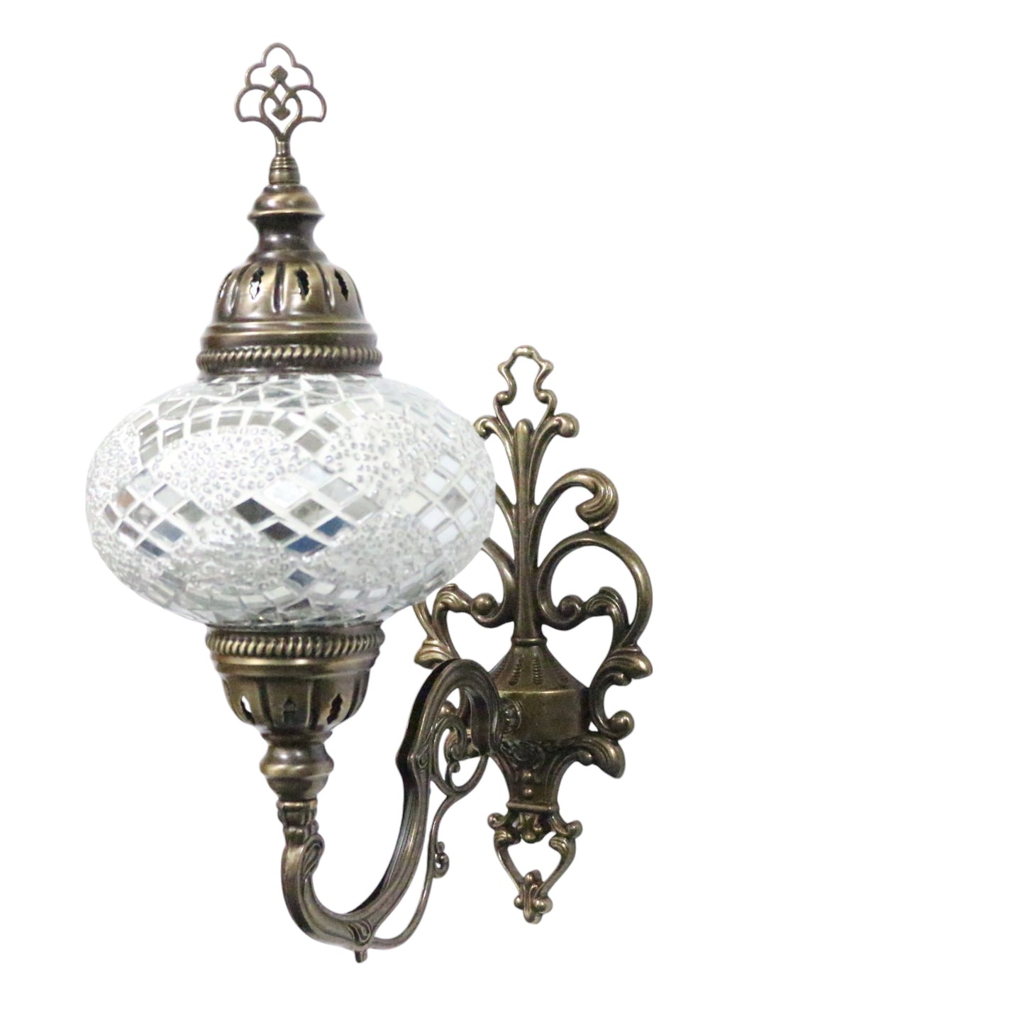 Turkish Moroccan White Stunning Wall Sconce Lamp Light Multicoloured Large Globe with Led Bulb