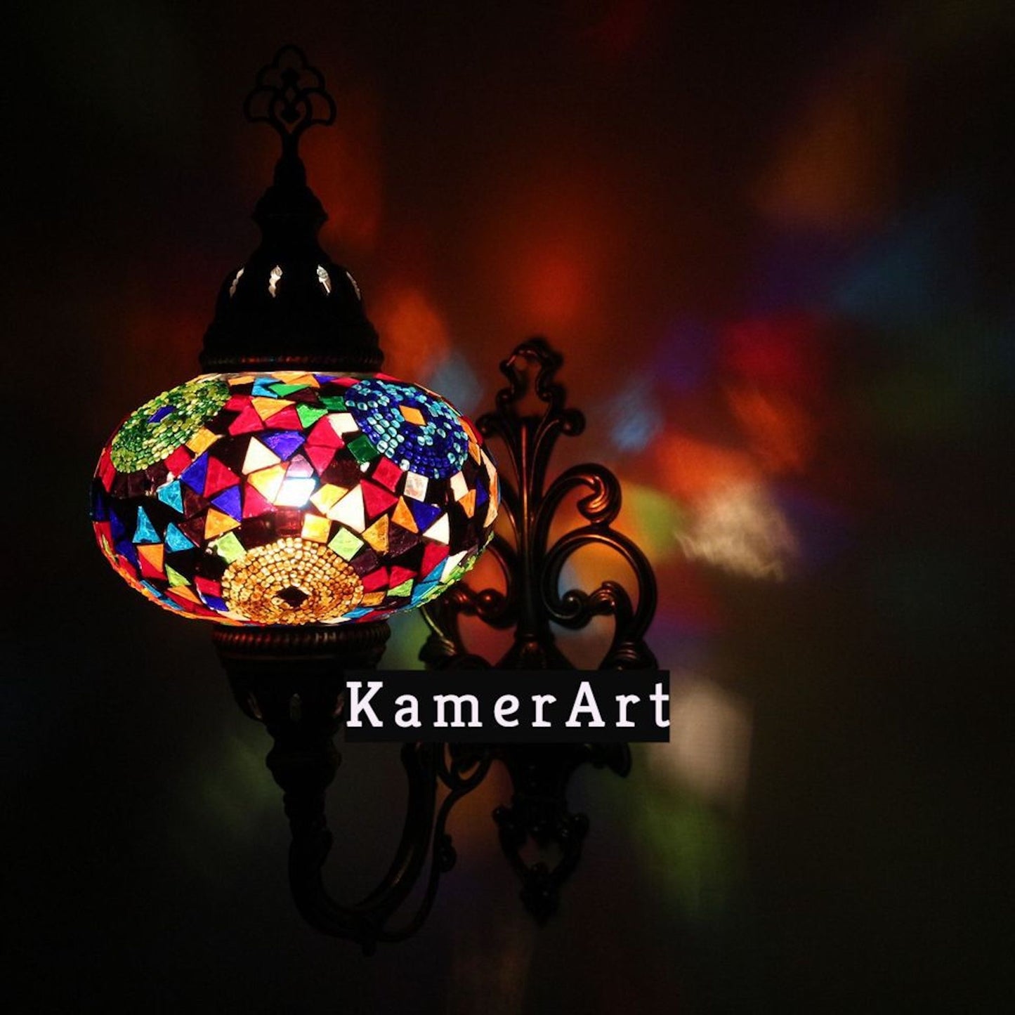 Turkish Wall Sconce Lamp Colourful Stunning Light Large Globe with Led Bulb