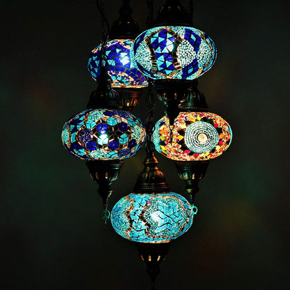 Turkish Mosaic Chandelier Light Ceiling Hanging Lamp 5 Pendant Light Light Fixture