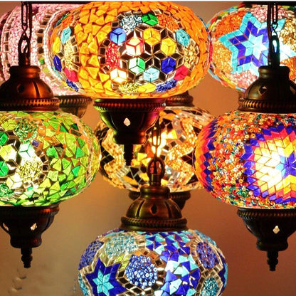 Turkish Moroccan Mosaic Chandelier Light, Ceiling Hanging Lamp Pendant Light Light Fixture, Handmade, Multicolour 7  Customisable