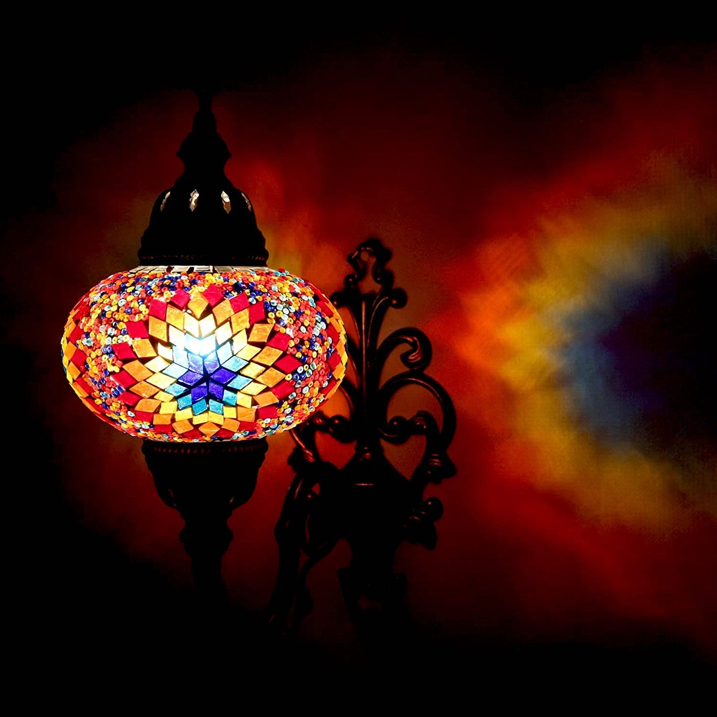 Turkish Wall Sconce Lamp Colourful Stunning Light Large Globe with Led Bulb