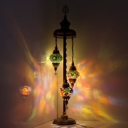 Turkish Floor Lamp Mosaic Stunning 3 Multicolour Mix Globe With Led Bulb