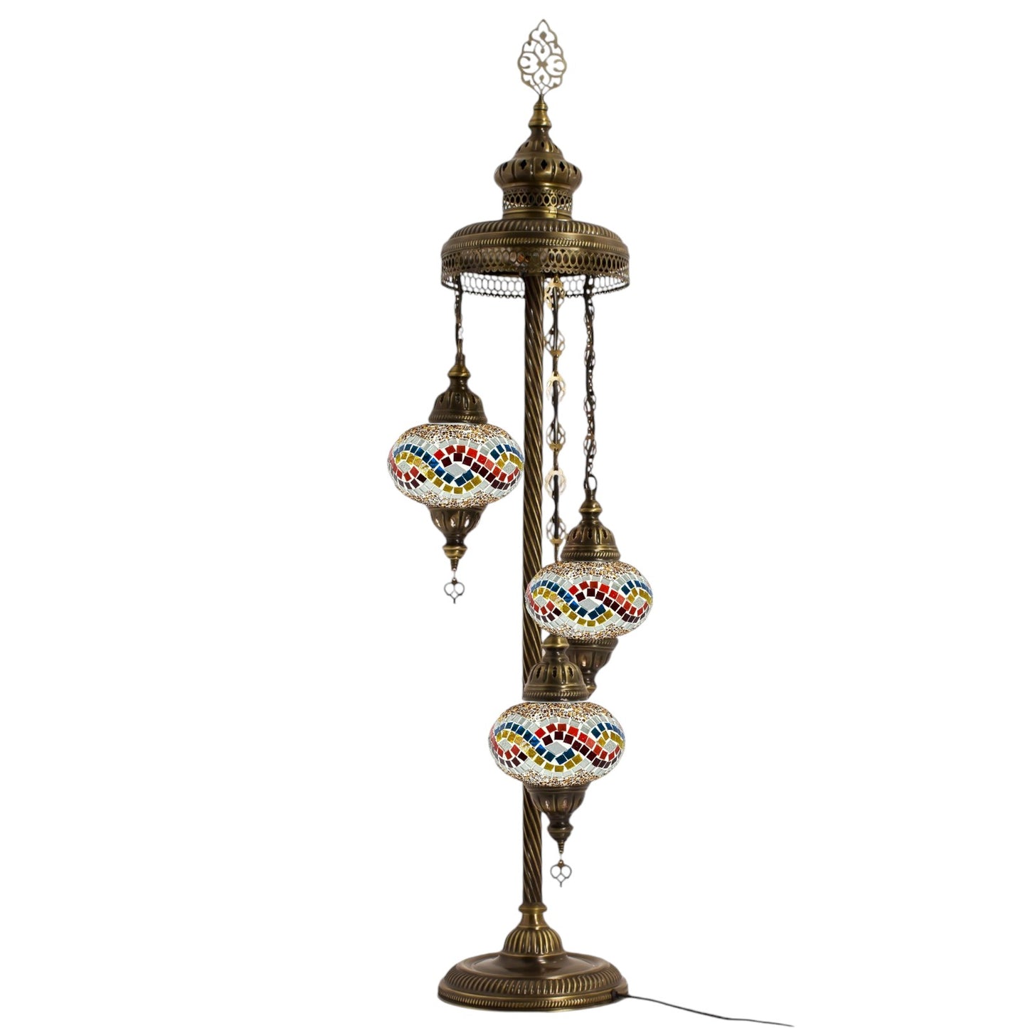 Turkish Moroccan Floor Lamp Mosaic Stunning 3 Rainbow Wave Globes With Led Bulbs