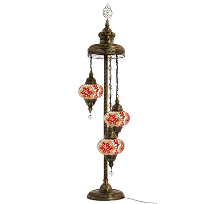 Turkish Moroccan Floor Lamp Mosaic Stunning 3 Orange Star Globes With Led Bulbs