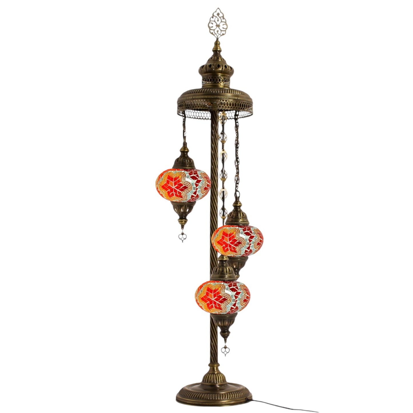 Turkish Moroccan Floor Lamp Mosaic Stunning 3 Orange Star Globes With Led Bulbs