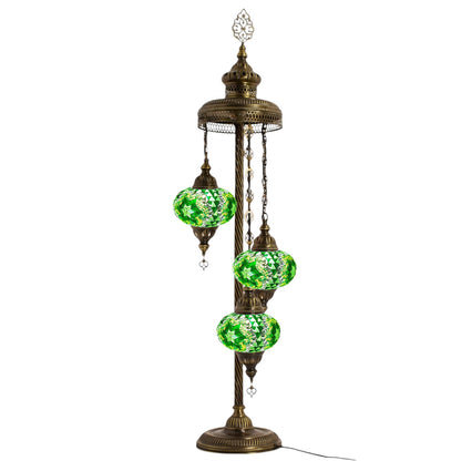 Turkish Floor Lamp Mosaic Stunning 3 Green Star Globe With Led Bulb
