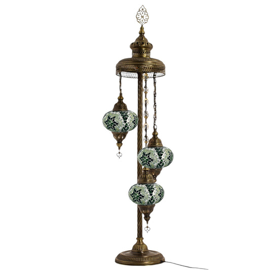 Turkish Floor Lamp Mosaic Stunning 3 Green Star Globe With Led Bulb