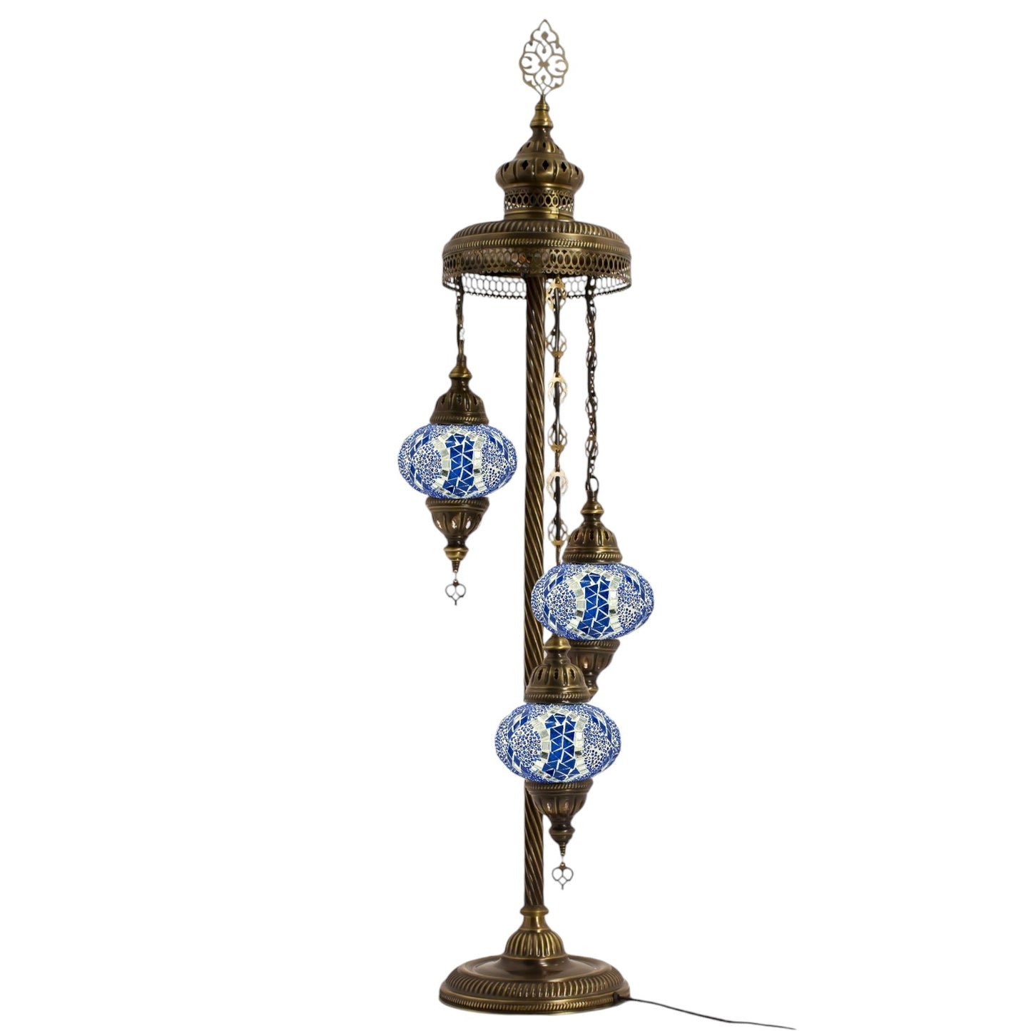 Turkish Floor Lamp Mosaic Stunning 3 Blue Navy Star Globe With Led Bulbs
