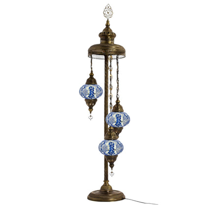Turkish Floor Lamp Mosaic Stunning 3 Blue Navy Star Globe With Led Bulbs