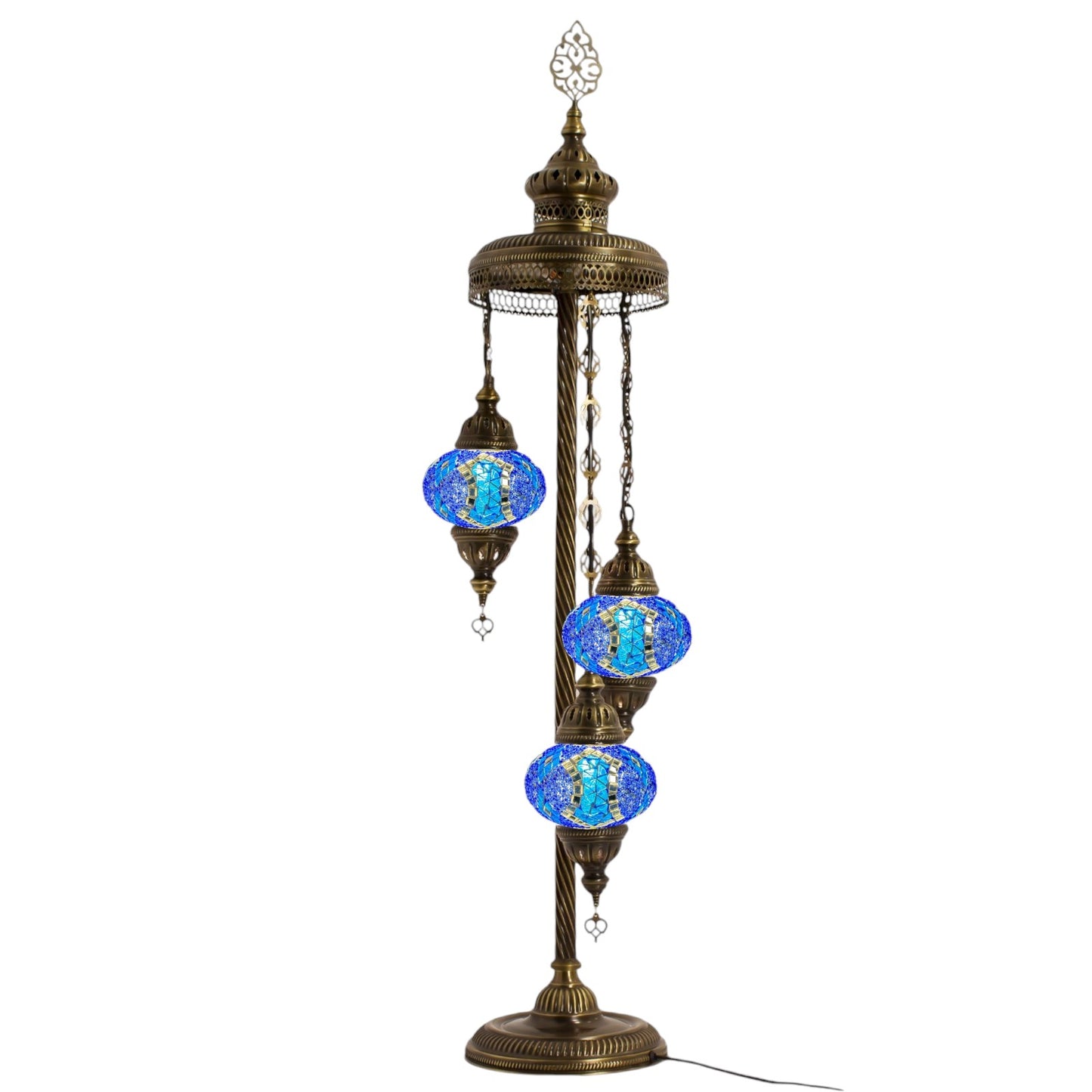 Turkish Floor Lamp Mosaic Stunning 3 Blue Navy Star Globe With Led Bulbs