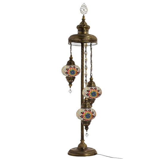 Turkish Floor Lamp Mosaic Stunning 3 Multicoloured Mix Globe With Led Bulb