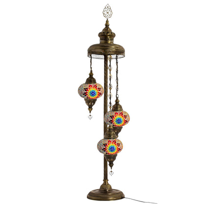 Turkish Floor Lamp Mosaic Stunning 3 Multicoloured Mix Globe With Led Bulb