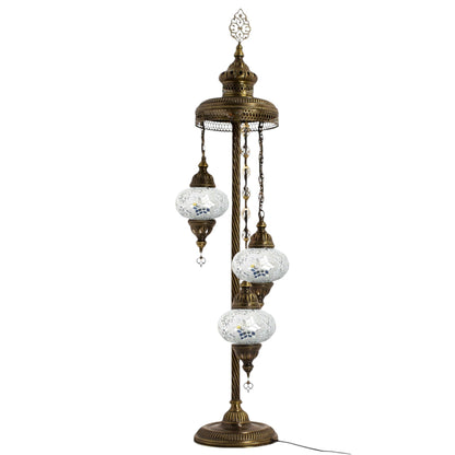 Turkish Moroccan Floor Lamp Mosaic Stunning 3 White Globes With Led Bulbs