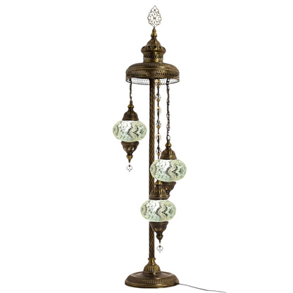 Turkish Moroccan Floor Lamp Mosaic Stunning 3 White Globes With Led Bulbs