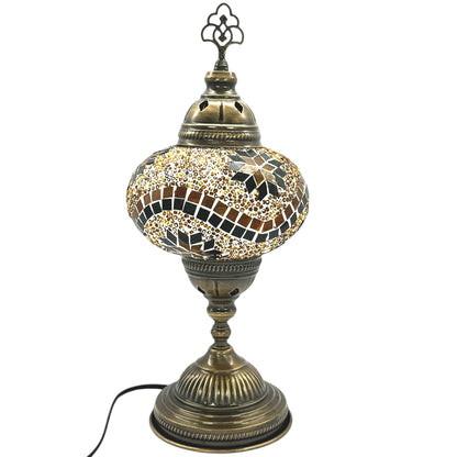 Turkish Mosaic Standard Bedside Table Desk Lamp Unique Glass Lamp Bronze Base with Led Bulb